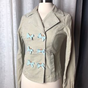 ANTHROPOLOGIE ELEVENSES Corduroy Pea Jacket 6 Bows